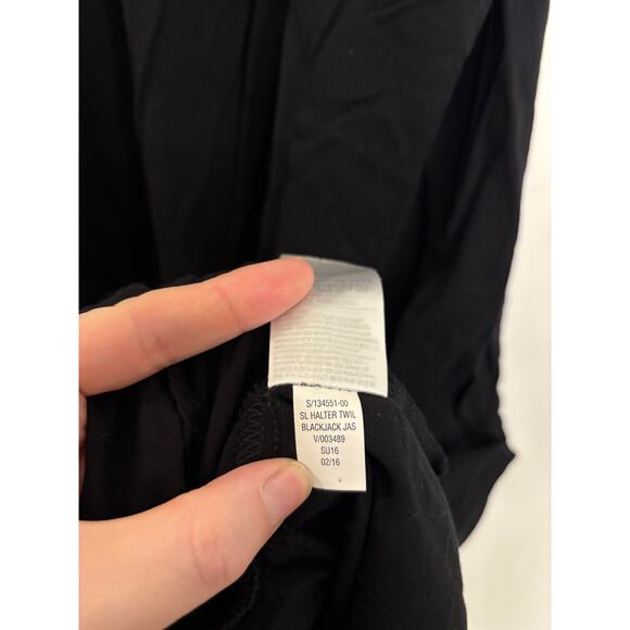 Old Navy Romper Womens Large Sleeveless Halter Neck Twill Black Jack Tie Waist - Picture 7 of 8